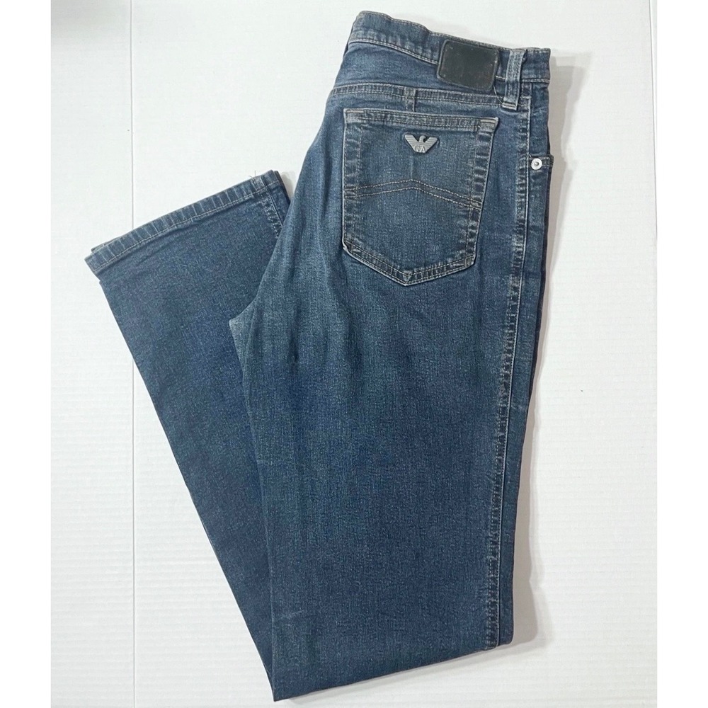 Armani Jeans Womens 29 Blue Straight Leg Comfort Fit Dark Wash Made in Italy
